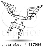 Clipart Of A Flying Winged Chair Royalty Free Vector Illustration by Lal Perera