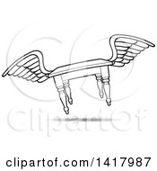 Clipart Of A Winged Flying Table Royalty Free Vector Illustration by Lal Perera