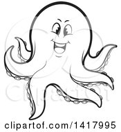 Clipart Of A Lineart Octopus Royalty Free Vector Illustration