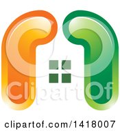 Clipart Of A House Made Of Green And Orange Curves Royalty Free Vector Illustration
