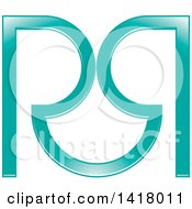 Clipart Of A Mirrored Turquoise Letter R Design Royalty Free Vector Illustration