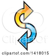 Clipart Of A Blue And Orange Arrow Letter S Design Royalty Free Vector Illustration