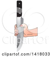 Clipart Of A Hand Holding A Knife By The Blade Royalty Free Vector Illustration