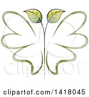 Clipart Of A Green Swirl Butterfly Made With Leaves Royalty Free Vector Illustration by Lal Perera