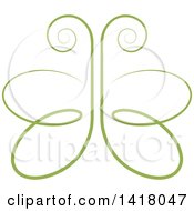 Clipart Of A Green Swirl Butterfly Royalty Free Vector Illustration by Lal Perera