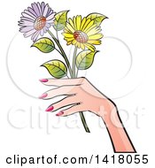 Poster, Art Print Of Womans Hand Holding Flowers