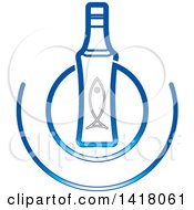 Clipart Of A Blue Beer Bottle And Fish Design Royalty Free Vector Illustration by Lal Perera