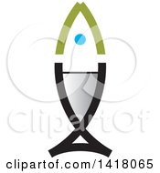 Clipart Of A Black And Green Fish Icon Cup Royalty Free Vector Illustration by Lal Perera