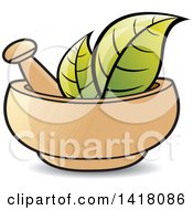 Mortar And Pestle With Leaves