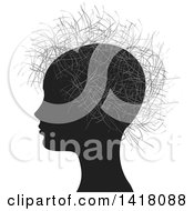 Clipart Of A Profiled Silhouetted Head With Hair Royalty Free Vector Illustration by Lal Perera
