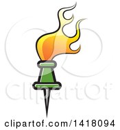 Poster, Art Print Of Green Pin With Orange Flames