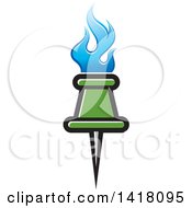 Poster, Art Print Of Green Pin With Blue Flames