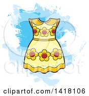 Poster, Art Print Of Yellow Floral Frock Or Dress Over Grunge