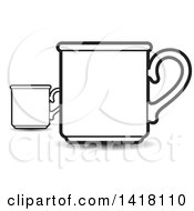 Clipart Of Lineart Cups Royalty Free Vector Illustration