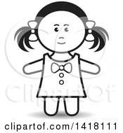 Clipart Of A Lineart Doll Royalty Free Vector Illustration