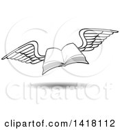 Poster, Art Print Of Lineart Flying Book