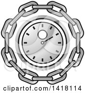 Poster, Art Print Of Silver Wall Clock In A Chain Circle