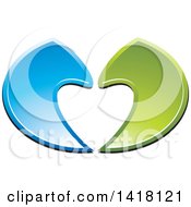 Clipart Of A Heart Made Of Blue And Green Swooshes Royalty Free Vector Illustration