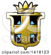 Poster, Art Print Of Black And Gold Crown Crest