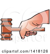 Clipart Of A Hand Banging A Gavel Royalty Free Vector Illustration