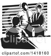 Poster, Art Print Of Black And White Business Team Discussing During A Meeting