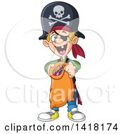 Poster, Art Print Of Happy Boy Trick Or Treating In A Pirate Halloween Costume