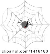 Poster, Art Print Of Laughing Black Spider On A Web