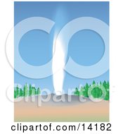 The Old Faithful Cone Geyser Shooting Water In Yellowstone National Park Clipart Illustration by Rasmussen Images