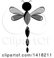 Clipart Of A Grayscale Dragonfly Royalty Free Vector Illustration by Pams Clipart
