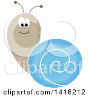 Clipart Of A Brown And Blue Snail Royalty Free Vector Illustration
