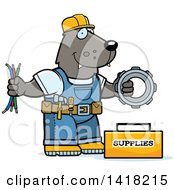 Poster, Art Print Of Wolf Construction Worker With Tools