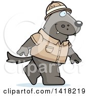 Cartoon Clipart Of A Safari Wolf Walking Royalty Free Vector Illustration