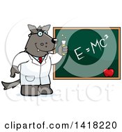 Poster, Art Print Of Professor Or Scientist Wolf By A Chalkboard