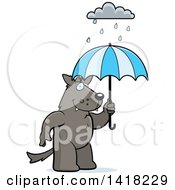 Poster, Art Print Of Wolf Holding An Umbrella In The Rain