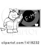 Poster, Art Print Of Black And White Lineart Professor Or Scientist Wolf By A Chalkboard