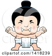 Cartoon Clipart Of A Mad Little Sumo Wrestler Royalty Free Vector Illustration