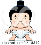 Cartoon Clipart Of A Sad Little Sumo Wrestler Royalty Free Vector Illustration by Cory Thoman