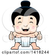 Poster, Art Print Of Little Sumo Wrestler Giving Two Thumbs Up