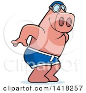 Cartoon Clipart Of A Swimmer Pig Diving Royalty Free Vector Illustration by Cory Thoman
