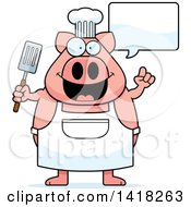 Poster, Art Print Of Chef Pig Talking And Holding A Spatula