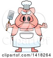 Poster, Art Print Of Mad Chef Pig Holding A Spatula