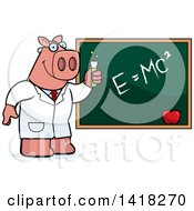Poster, Art Print Of Professor Or Scientist Pig By A Chalkboard