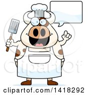 Poster, Art Print Of Chef Cow Talking And Holding A Spatula
