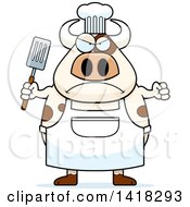 Poster, Art Print Of Mad Chef Cow Holding A Spatula