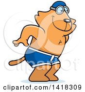 Cartoon Clipart Of A Swimmer Ginger Cat Diving Royalty Free Vector Illustration by Cory Thoman