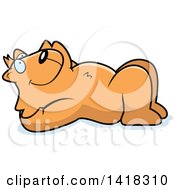 Cartoon Clipart Of A Relaxed Ginger Cat Resting On His Back And Stargazing Royalty Free Vector Illustration