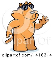Poster, Art Print Of Friendly Ginger Cat Wearing Sunglasses And Waving