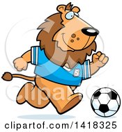 Poster, Art Print Of Sporty Lion Playing Soccer