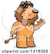 Poster, Art Print Of Friendly Lion Wearing Sunglasses And Waving