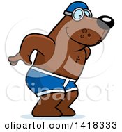 Cartoon Clipart Of A Swimmer Bear Diving Royalty Free Vector Illustration by Cory Thoman